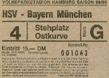 Karte Hamburger SV - FC Bayern 1988
