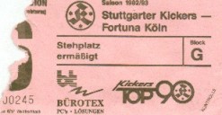 Karte Stuttgarter Kickers - Fortuna Kln 1993